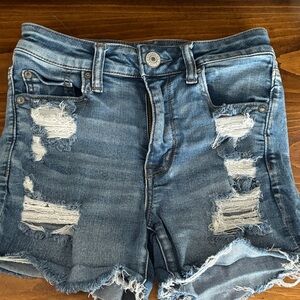 American Eagle Outfitters Blue Ripped Jean Shorts